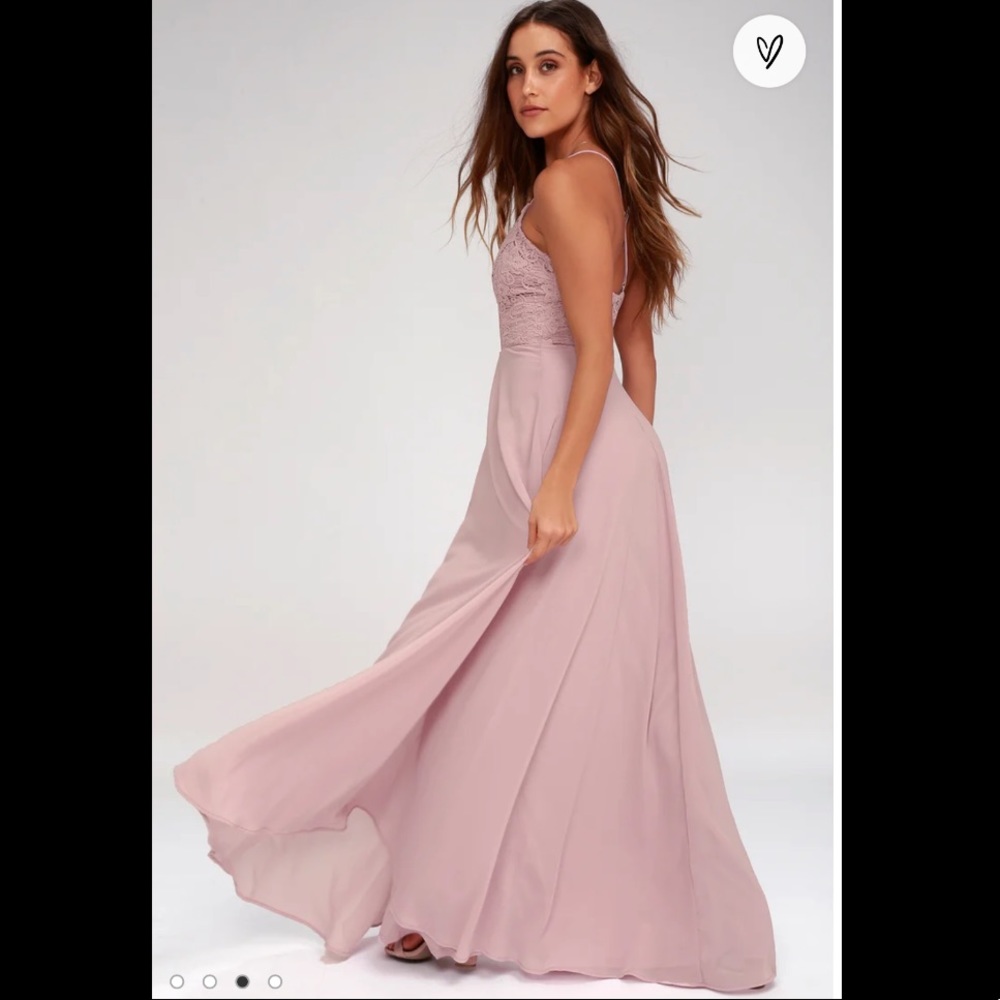 NWT LuLus Madalyn Dusty Lavender Lace Maxi Dress M - Picture 3 of 13